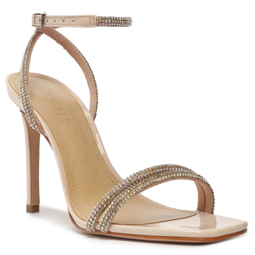 SCHUTZ Cream Crystal Embellished Heels